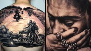 Tattoo on the left by Steve Butcher and tattoo on the left by John Gutti #SteveButcher #JohnGutti #blackandgreyrealism #blackandgrey #realism #realistic #hyperrealism