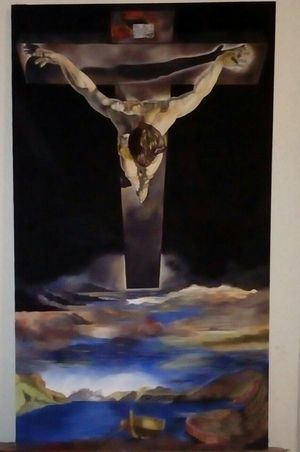 Óleo sobre lienzo 160x95cm. Copia de El cristo de Salvador Dali