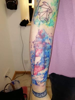 #tattooart #tattooartist #watercolortattoos# watercolortattoo #watercolortattooartist #lighthousetattoo #lighthouse #colors 