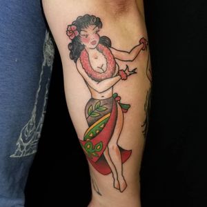 Another Sailor Jerry Hula Girl Pinup traditional Americana tattoo flash 