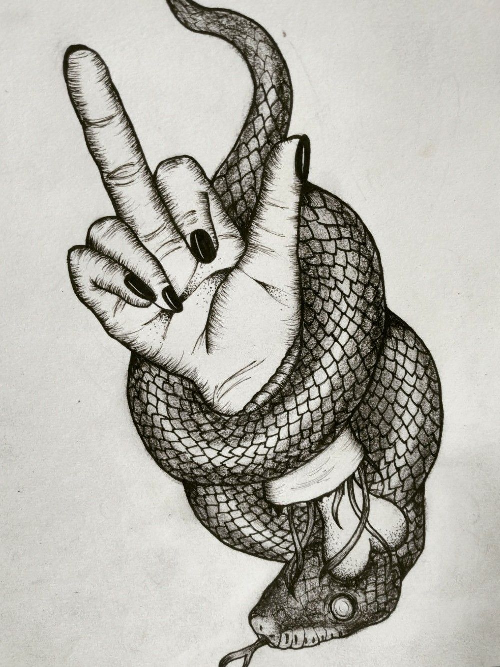 Tattoo snake. Traditional black dot style ink. Isolated illustration.  Traditional Tattoo Old School Tattooing Style Ink. silhouette illustration.  