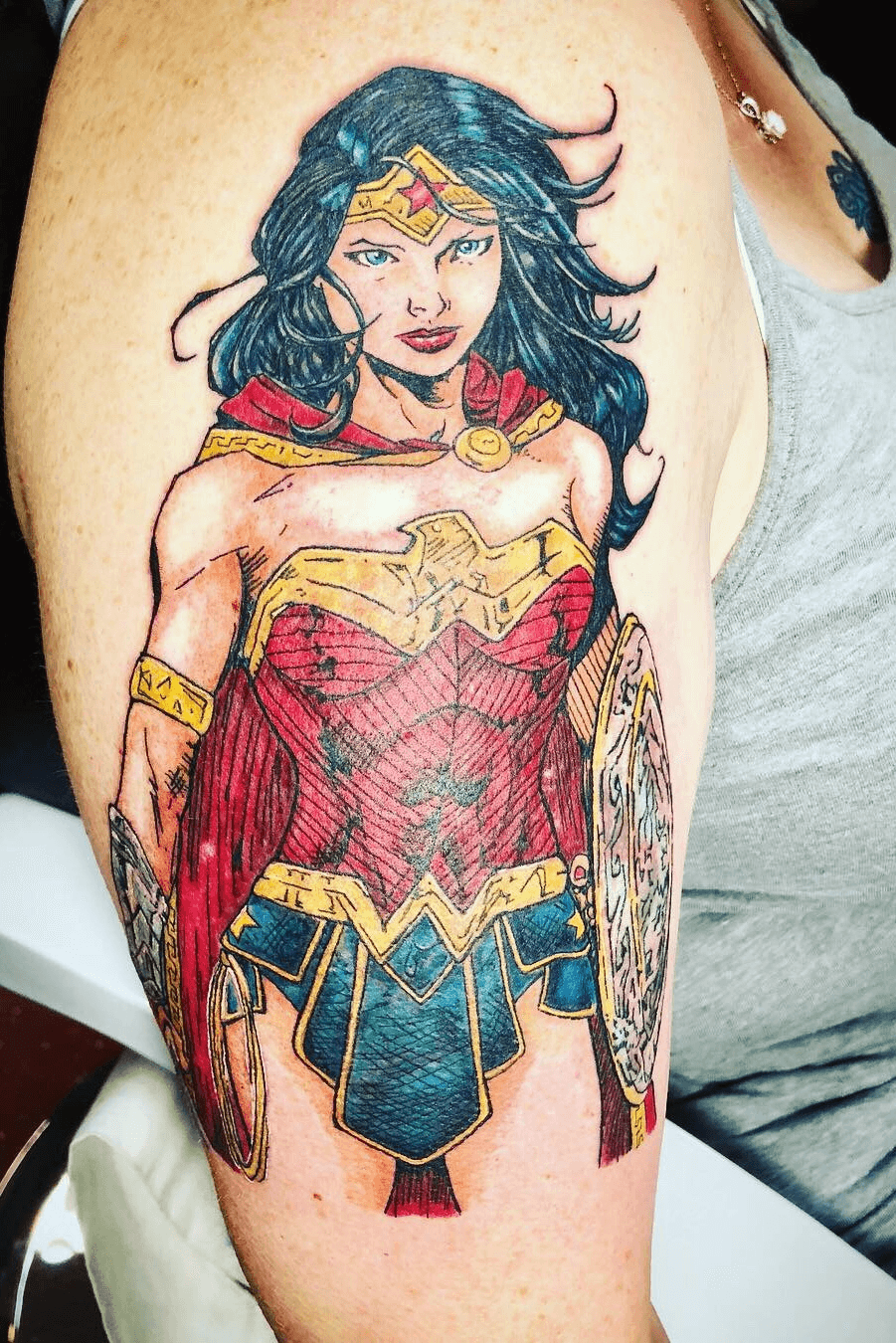 Wonder Woman sleeve by Tina Inky at Oracle Tattoo in Bensalem PA  r WonderWoman