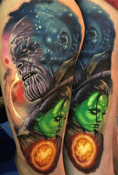 Big #Thanos piece done over 2 days at the #montreuxtattooconvention #marvel 