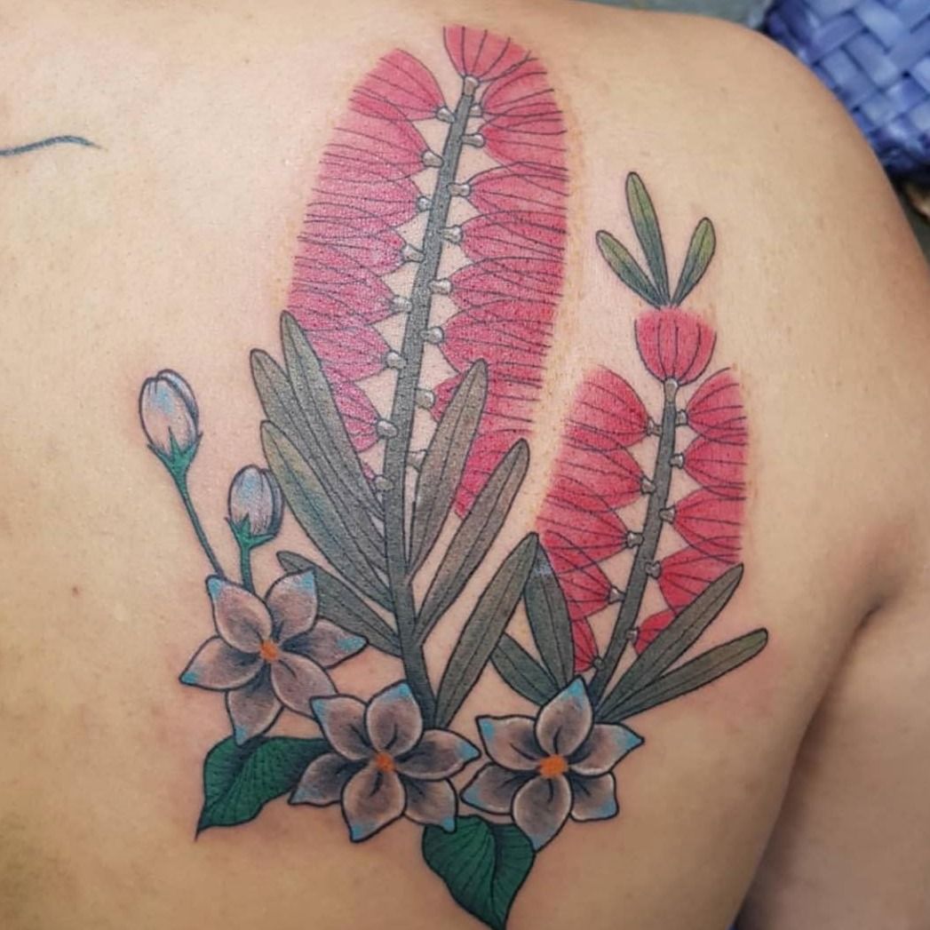 Em Rusciano - Today I did this, well I didn't do it a very clever tattoo  artist did. Ray, the baby we lost, is buried under a bottle brush tree, as  Elio