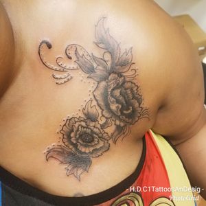 Black&Gray flower tattoo