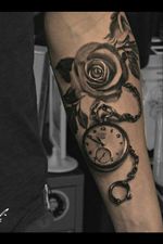 Rose & watch tattoo