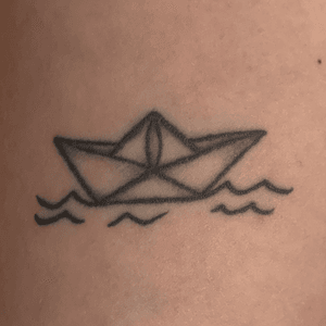Paper boat. Done by Fabiënne Demmer-Altena at Tattoo Peter, Amsterdam Netherlands at August 21, 2017.