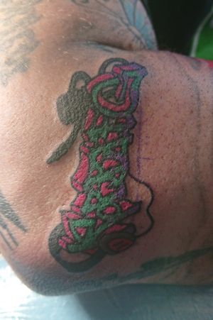 Robbie G autograpg tattoo, garphitti style