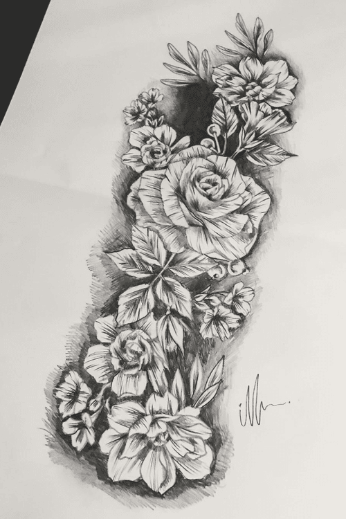 CoverUp Flower, Arm Sleeve Tattoo. #flower #blumen #tattoo #coverup #roses #rosen #black #grey #ink #gotink #inked #arm #sleeve #shading #black #whipshading #mike #hengen #merzig #saarland