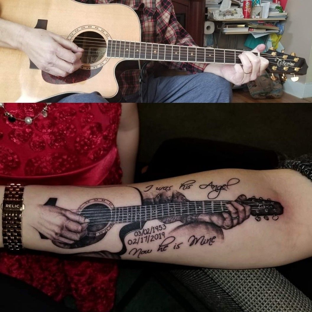 Tattoo uploaded by Julio  Memorial guitar tattoo  Tattoodo