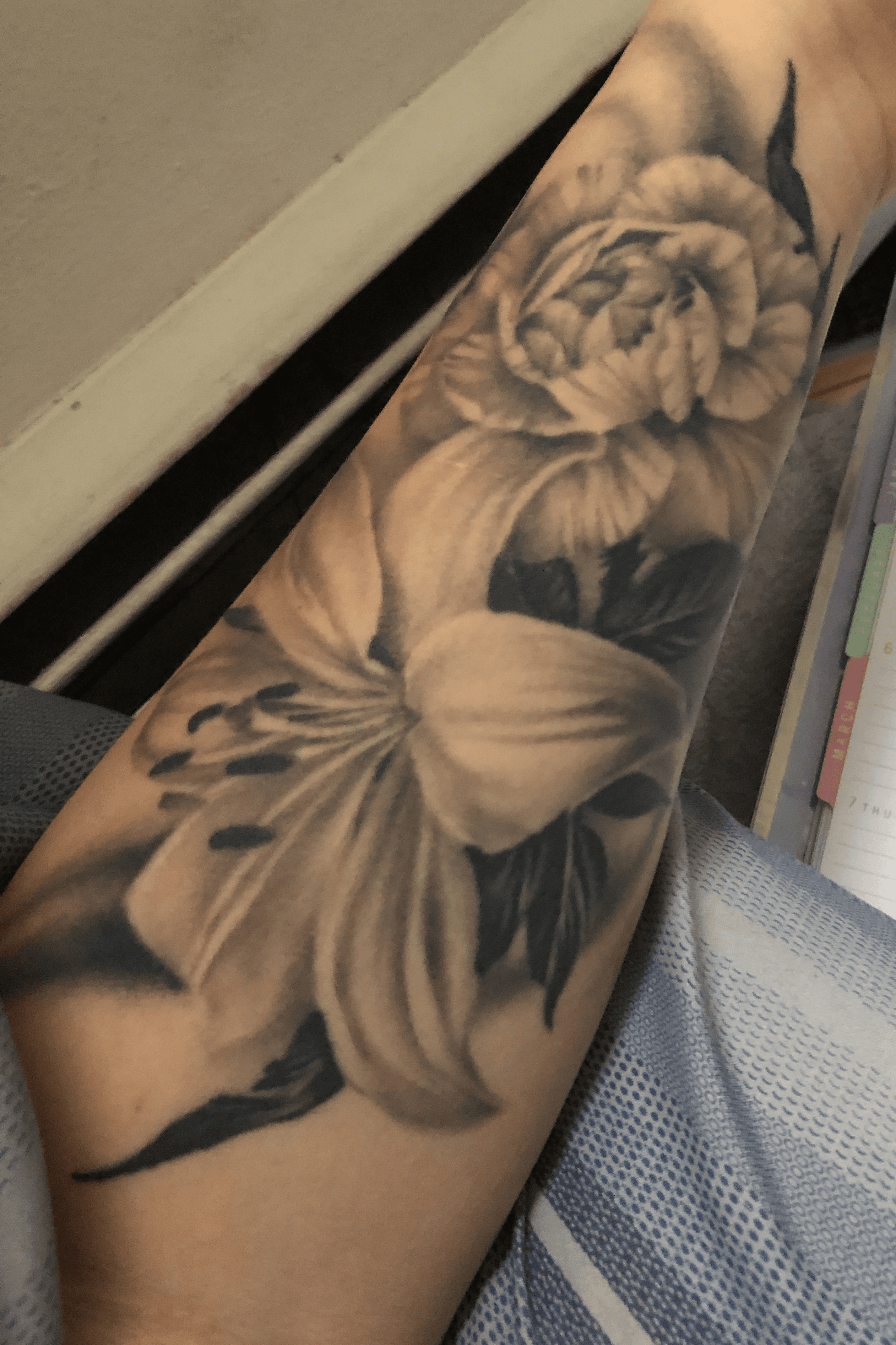 black and white carnation tattoo