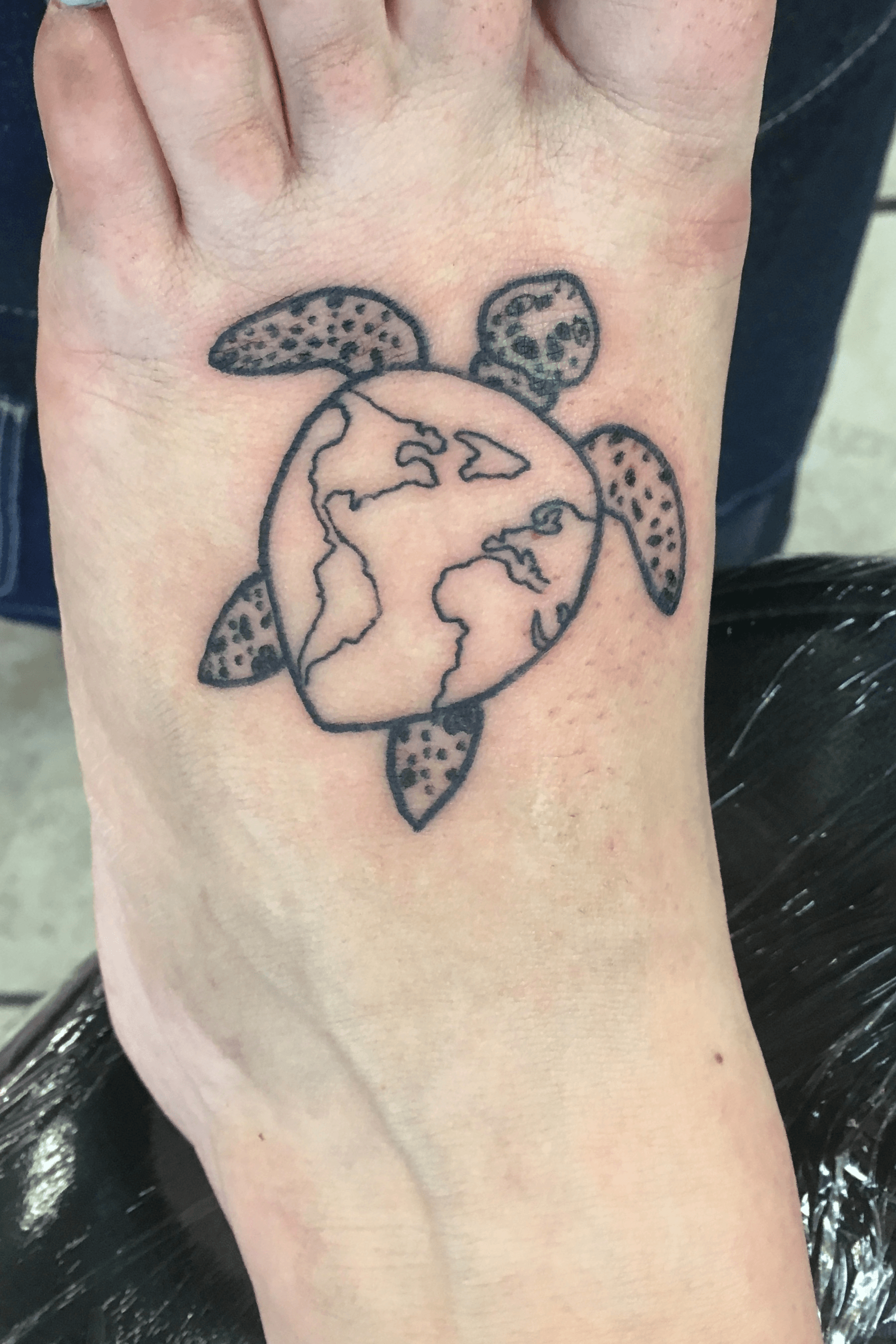 World turtle by Kaelyn Madden at Honest to Goodness in GR Michigan  r tattoos