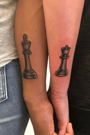 Chess piece couple tattoos