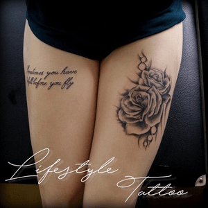 tattoo#legtattoo#rose#blackandgrey