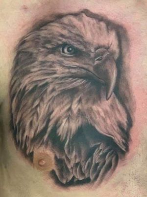 Bald Eagle Tattoo On Chest#Blackandwhite #Eagle #baldeagle #blackandgrey #Black #white #realism #realistic #chest 
