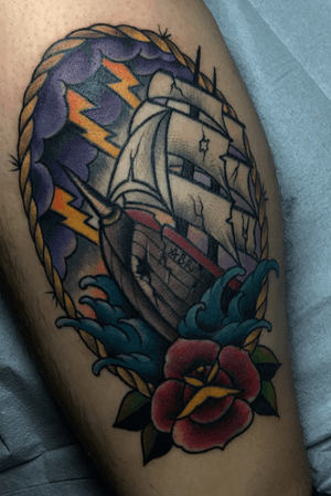 Traditional ship #traditional #AmericanTraditional #ship #whipshading #color 