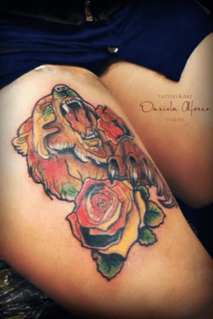 Sorry about the quality of the photo! Bear and Roses. 