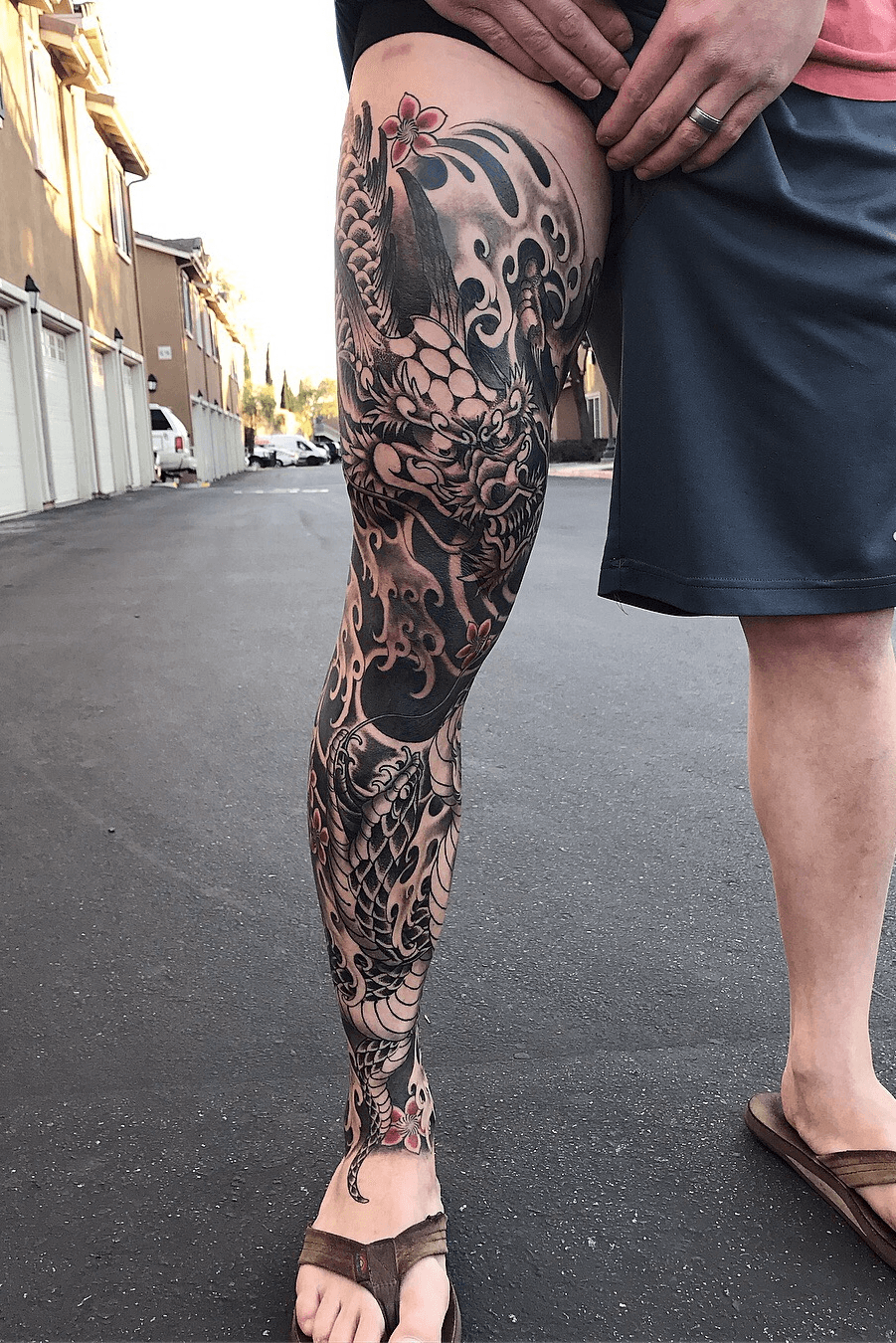 Boston Rogoz Tattoo  Tattoos  Traditional Asian  Dragon lower leg