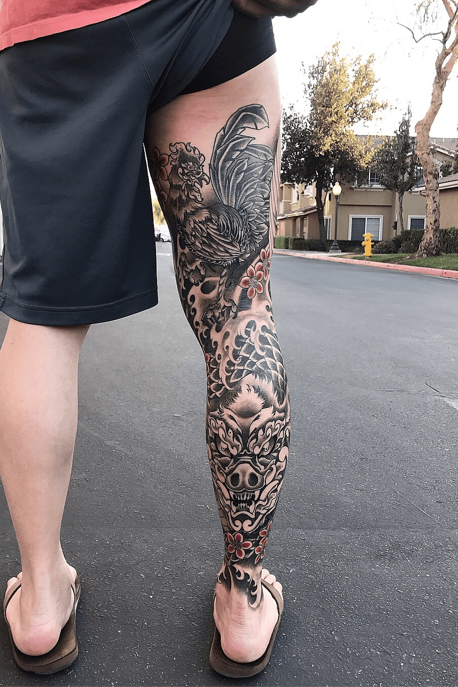 Gao Feng Tattoos  Tattoos  Body Part Leg Sleeve  Green Asian Dragon