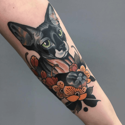 🐈Victoria’s friend. Thank you!) #fog_ars #tattoo #neotraditional #cat 