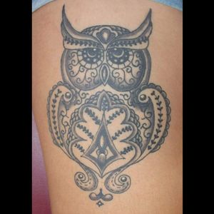 Owl mehndi ornamental búho tattoo black 