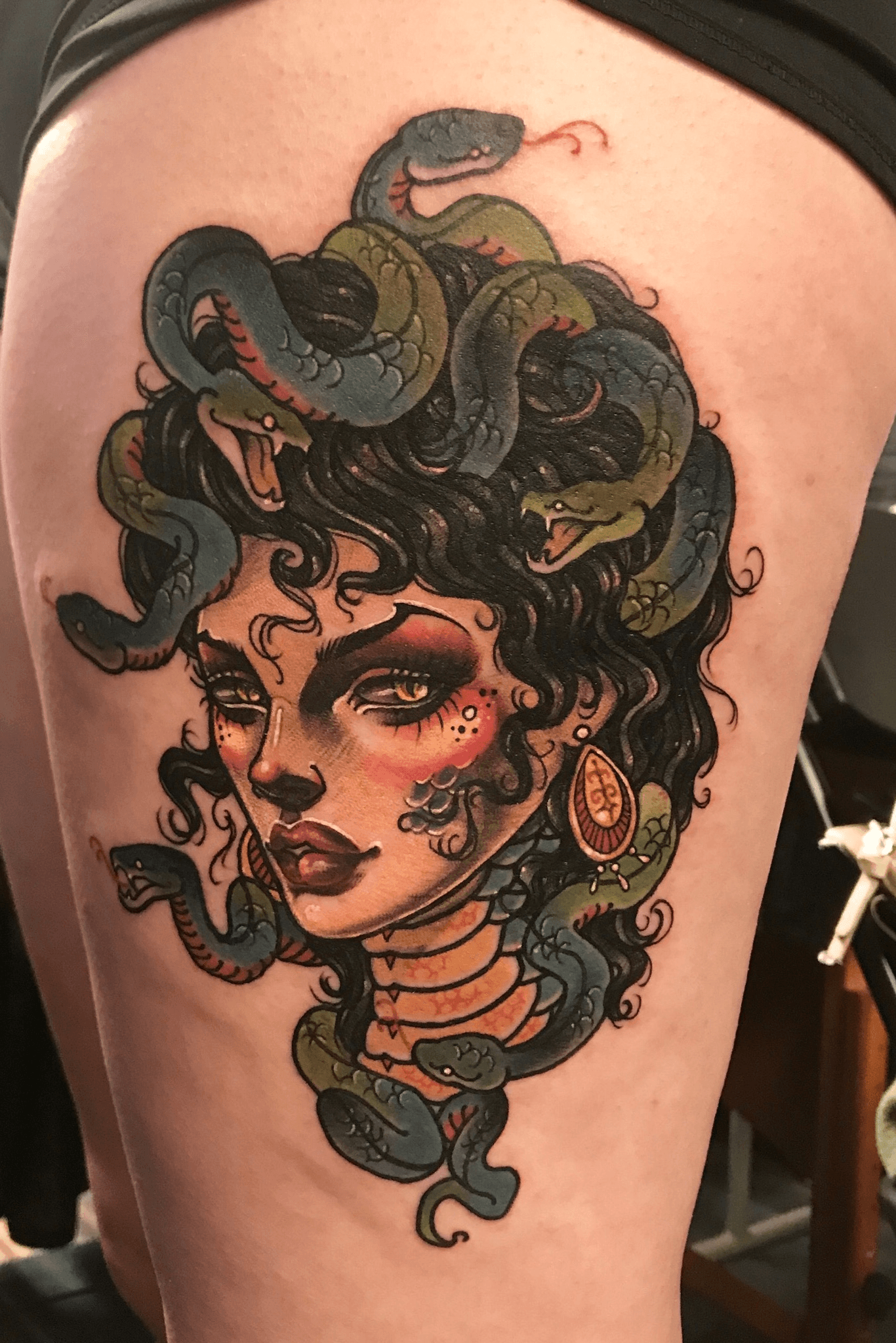 Tattoo uploaded by Vanessa  Id like to have a neotraditional medusa  drinking coffee tattooed megandreamtattoo neotraditional  Tattoodo