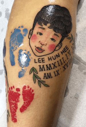#tattooartist #baby #babytattoo #family #leg #legtattoo #new #newschool #oldschool #traditional #lettering #tattooflash #man #korea #seoul #babe #today