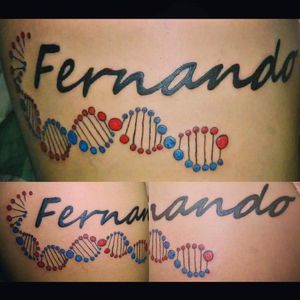 Nombre name lettering ADN DNA tattoo family