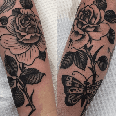Roses #tattoo #roses #blackandgrey #linework #traditional 