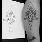 Aries dotwork geometric black tattoo