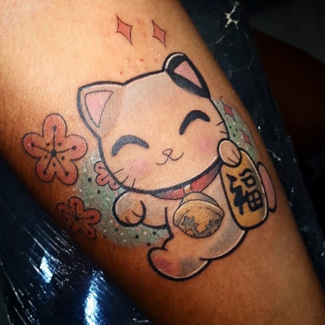Lucky Cat Tattoo by CassieCAT192000 on DeviantArt