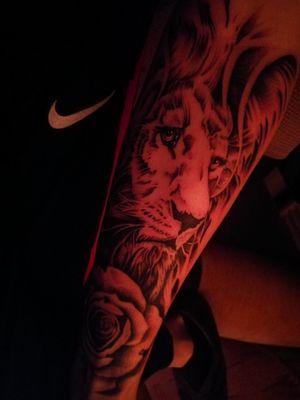 First Tattoo Lion & Rose