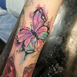 Freehand water colour butterfly