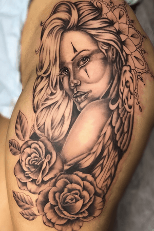 Tattoo chicana black and grey #tattooartist #tattooart #blackandgrey #tats #tatuaje #tatuadoresdobrasil #ink #inked #chicano 