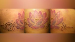 Lotus dotwork color tattoo unalome 