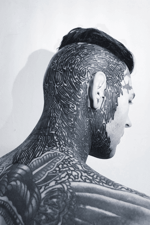 Tattoo by freehand E|[   ]|E futurism