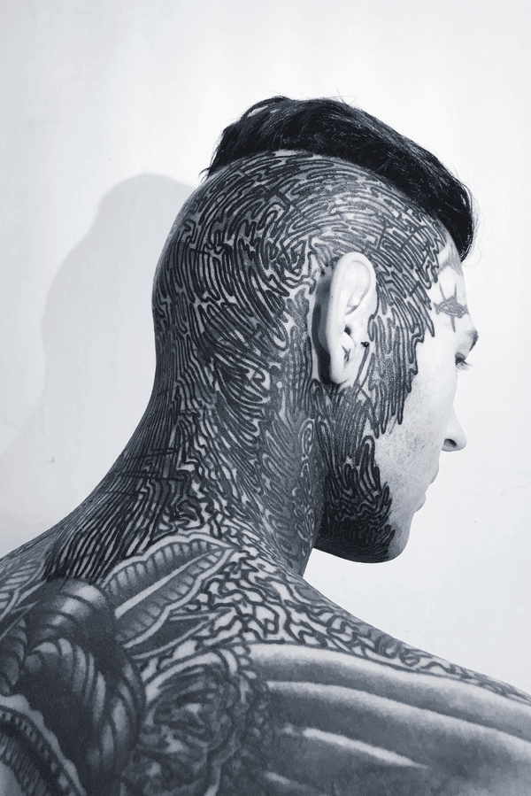Tattoo from freehand E|[ ]|E futurism