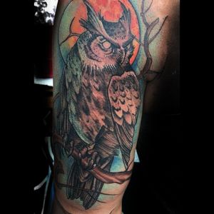 Neotraditional with realistic touch owl 