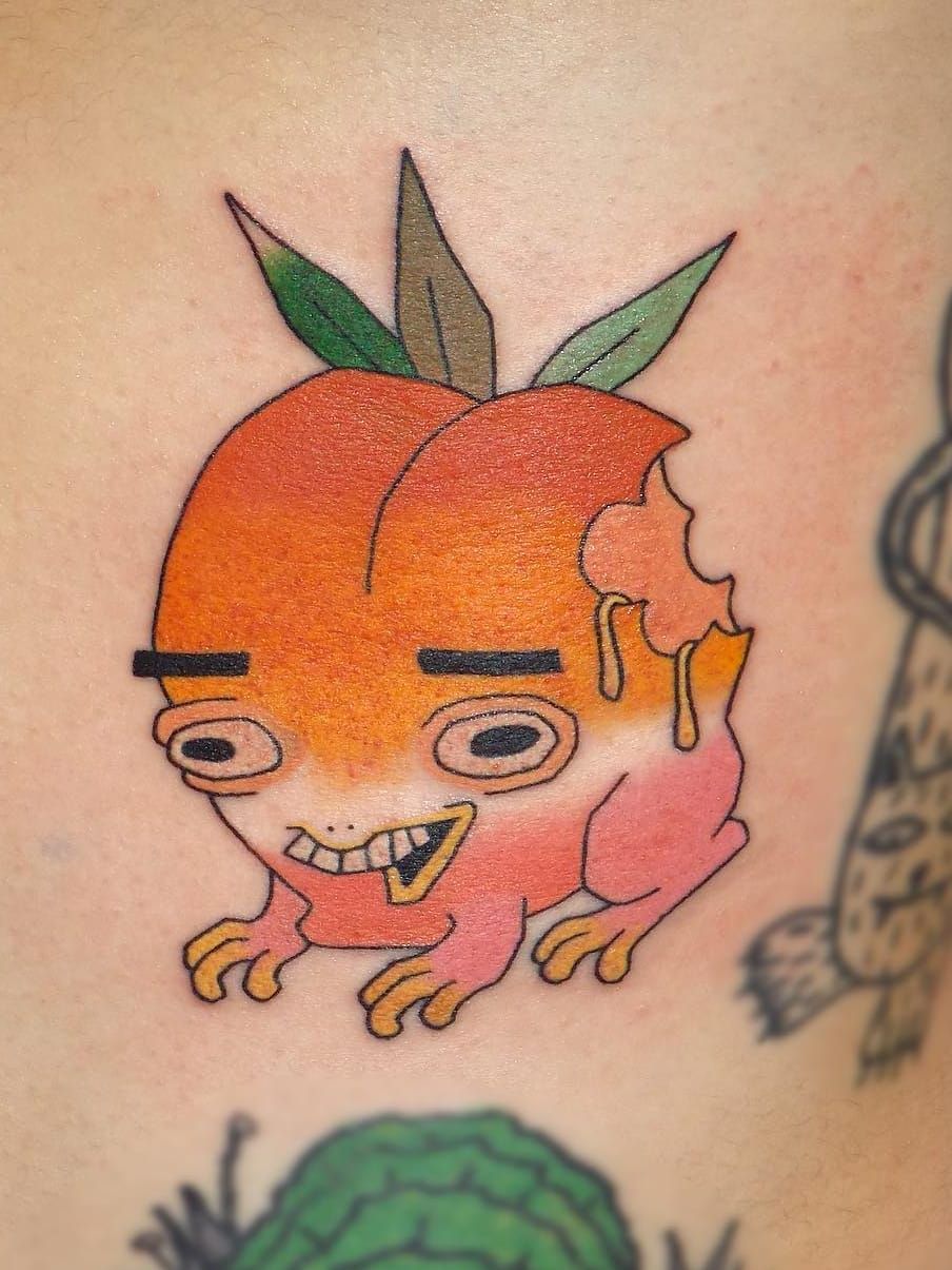 Tattoo uploaded by Tattoodo • Tattoo by Brindi #Brindi #besttattoos #favoritetattoos #uniquetattoos #specialtattoos #tattoosformen #tattoosforwomen #frogtattoo #orangetattoo #foodtattoo #frog #orange #color #japanese • Tattoodo