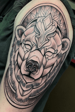 Progress shot #bear #polarbear #tattoo #art #neotraditional #blackandgrey 