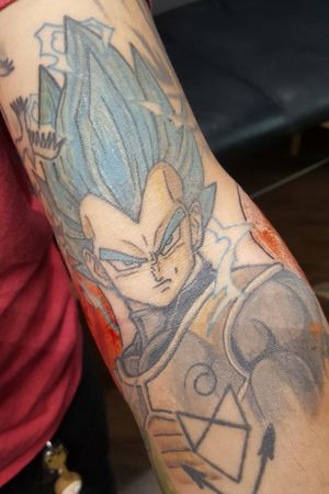 About 3 months healed Super Saiyin Blue Vegeta in Wis armor in the ditch! #dragonballtattoo #dragonballsuper #vegeta #princeofthesayins #supersaiyan #colortattoo #originalart #tattooartist #geektattoo #gamerink #epicgamerink #nerdtattoo #animetattoo 