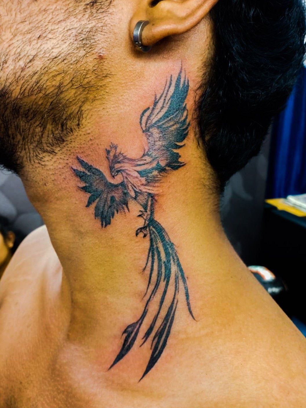 Powerful Phoenix Tattoos For Men To Try  Best neck tattoos Neck tattoo  for guys Small neck tattoos