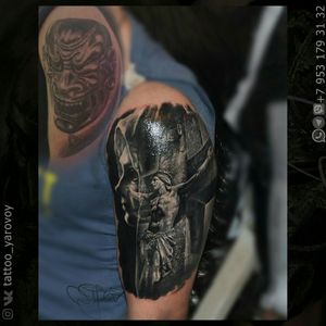 Cover up realistic tattoo with Jesus Christ. Перекрытие с Иисусом реализм. 