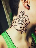 Rose tattoo on neck