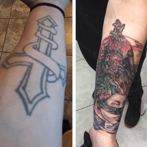 Cover up from the other day! I sm attending the devils half acre tattoo concention in bangor maine this year! Hit me up for scheduling may31-june 2nd 
