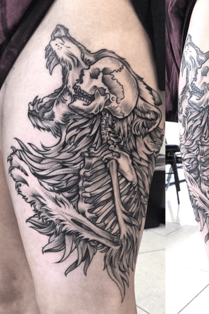 #wolf #skeleton #tattoo #ink #sim