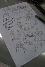 In-process stencil of the time a client's son was born.
