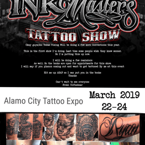 Just another small reminder that I will be st the live oak/san antonio inkmasters tattoo convention coming up in a little over a week I have a few spots left if interested in working with me let me know.