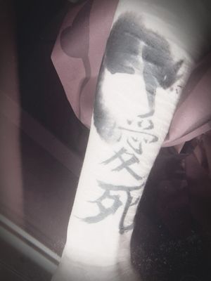 Love Death kanji cat tattoo#cat #brushstroketattoo #kanjitattoo #japanese #japanesetattoo 