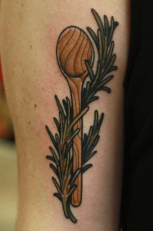 Tattoo uploaded by Cora Raveyn  traditional rosemary herb plant spoon   Tattoodo